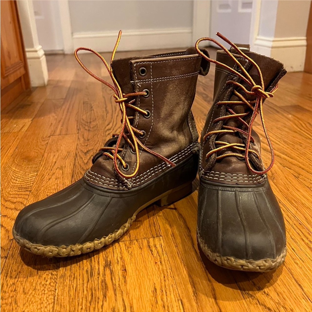 Classic L.L. Bean Brown Leather & Rubber Duck Boots
